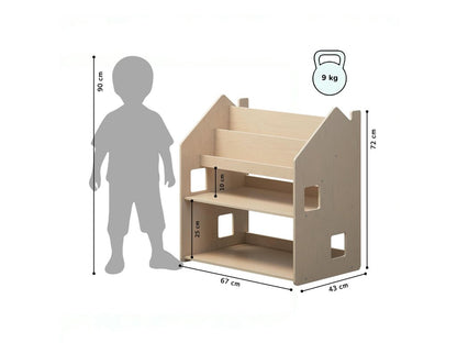 BusyKids Montessori 2in1 -kirja- ja leluhylly – valmistajan tuotekuva