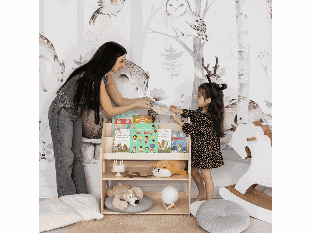 BusyKids Montessori 2in1 -kirja- ja leluhylly – valmistajan tuotekuva