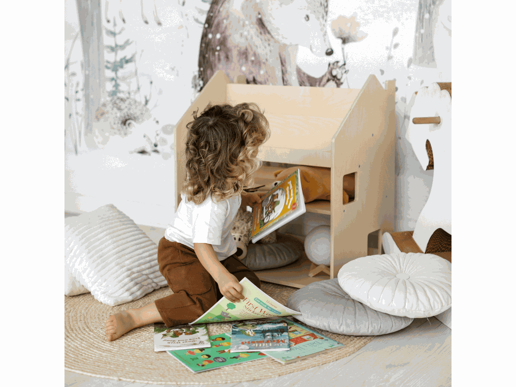 BusyKids Montessori 2in1 -kirja- ja leluhylly – valmistajan tuotekuva