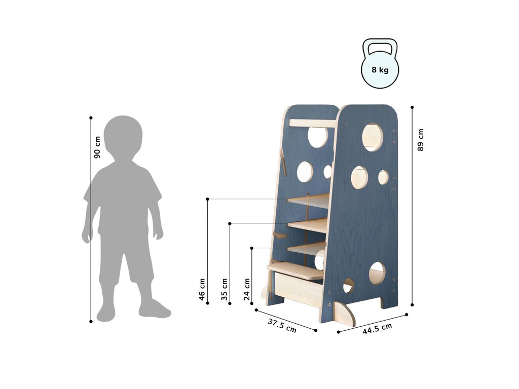 BusyKids kasvava 3in1 XL -oppimistorni – valmistajan tuotekuva – vaaleansininen