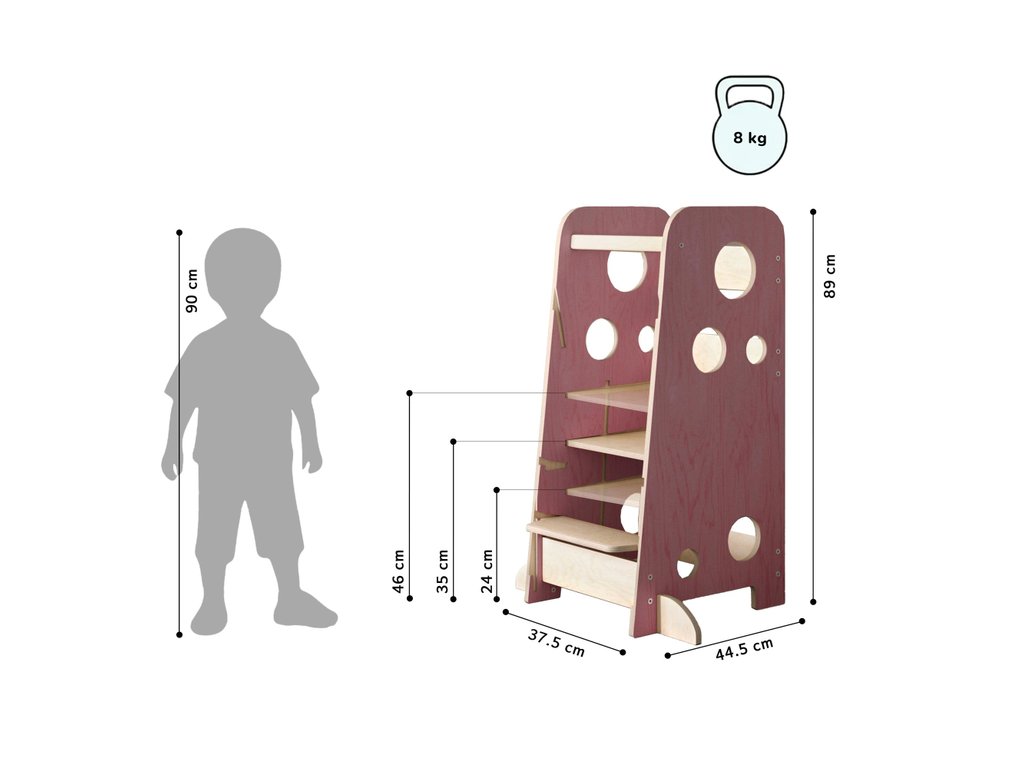 BusyKids kasvava 3in1 XL -oppimistorni – valmistajan tuotekuva – pinkki