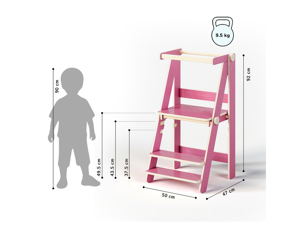 BusyKids kokoontaitettava oppimistorni, pinkki