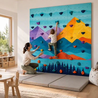 HopaHopa Colorful Peaks -kiipeilyseinä lastenhuoneessa