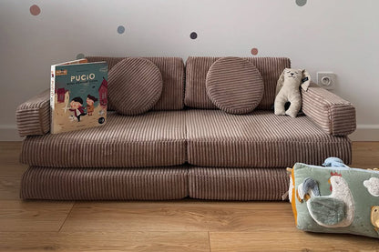 Shappy Mini Pure Corduroy -leikkisohva, suklaanruskea – valmistajan tuote- ja käyttökuva