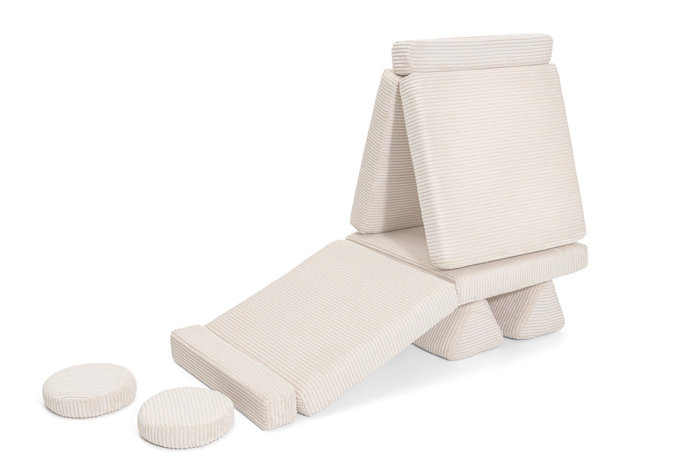 Shappy Mini Pure Corduroy -leikkisohva, vanilja – valmistajan tuote- ja käyttökuva