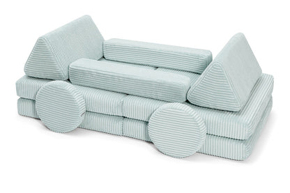 Shappy Mini Pure Corduroy -leikkisohva, mintunvihreä – valmistajan tuote- ja käyttökuva