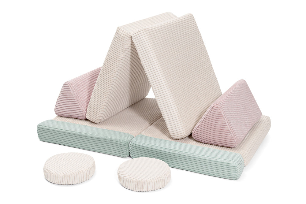 Shappy Mini Pure Corduroy -leikkisohva, monivärinen Lollipop – rakentelu- ja tuotekuva