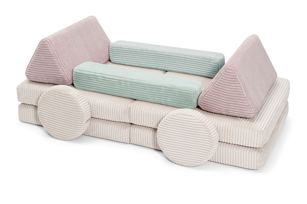 Shappy Mini Pure Corduroy -leikkisohva, monivärinen Lollipop – rakentelu- ja tuotekuva