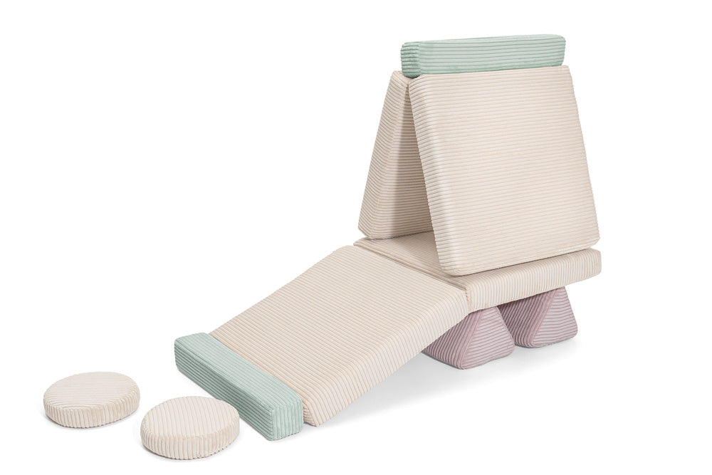 Shappy Mini Pure Corduroy -leikkisohva, monivärinen Lollipop – rakentelu- ja tuotekuva