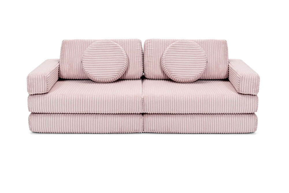 Shappy Mini Pure Corduroy -leikkisohva, vaaleanpunainen – valmistajan tuote- ja käyttökuva