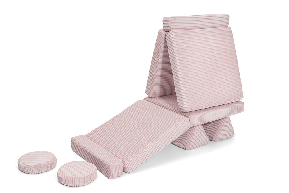 Shappy Mini Pure Corduroy -leikkisohva, vaaleanpunainen – valmistajan tuote- ja käyttökuva
