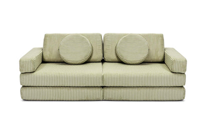 Shappy Mini Pure Corduroy -leikkisohva, matchanvihreä – valmistajan tuote- ja käyttökuva