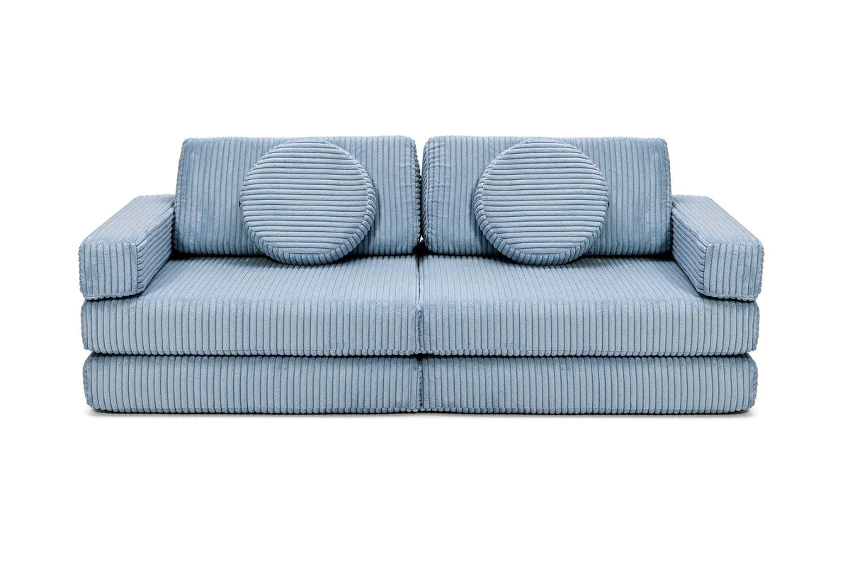 Shappy Mini Pure Corduroy -leikkisohva, vaaleansininen – valmistajan tuote- ja käyttökuva