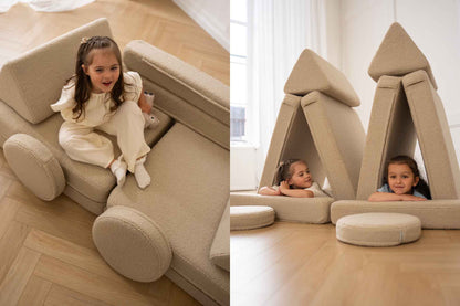 Shappy Teddy -leikkisohva, vaalea beige – valmistajan tuote- ja käyttökuva