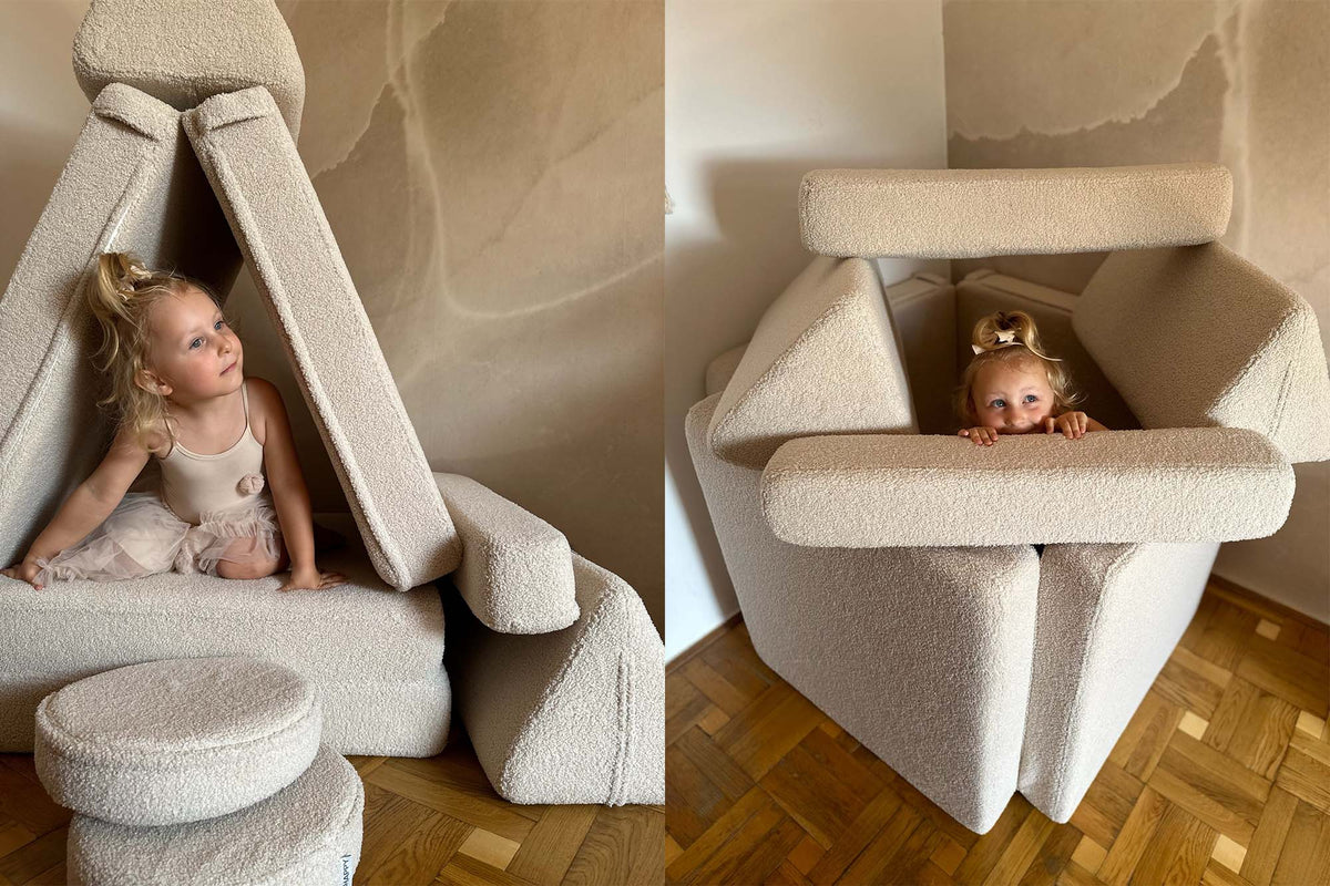 Shappy Teddy -leikkisohva, vaalea beige – valmistajan tuote- ja käyttökuva