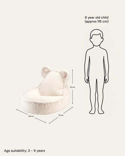 Wigiwama Cream White, nalle-säkkituolin mitat