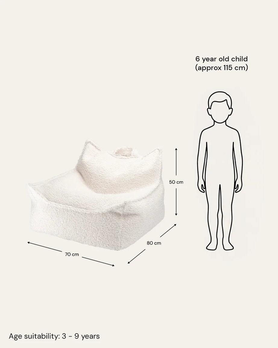Wigiwama Cream White, säkkituolin mitat