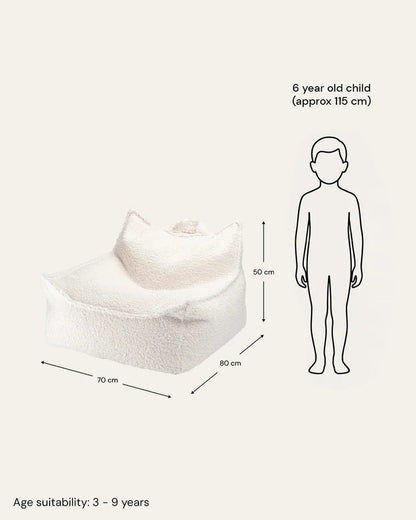 Wigiwama Cream White, säkkituolin mitat